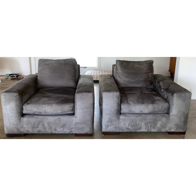 2010s Vintage Ultrasuede Club Chairs, Set of 2 For Sale - Image 5 of 5
