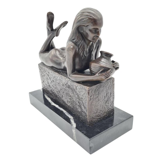 20th Century Bronze Aquarius Woman Figure from Pino, 1970s For Sale