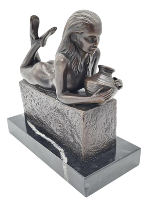 20th Century Bronze Aquarius Woman Figure from Pino, 1970s