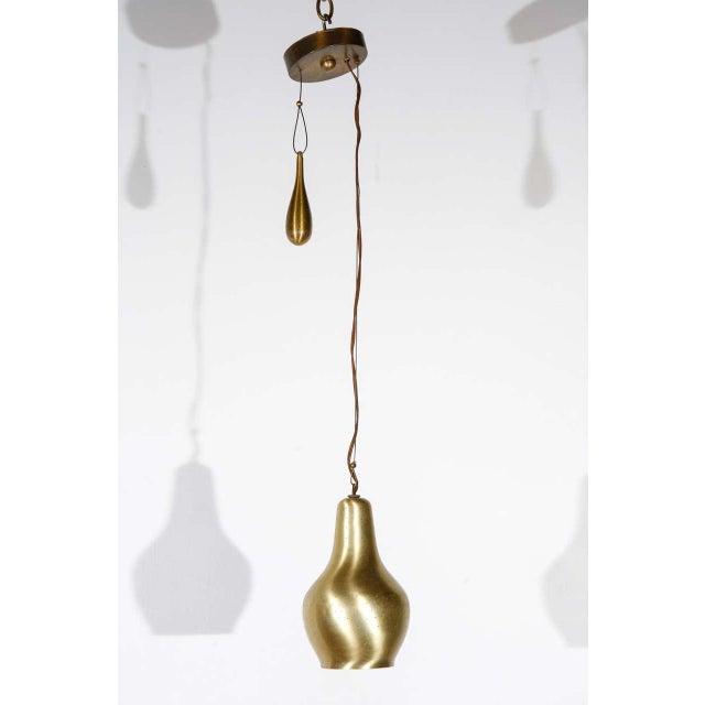 Brass 1950s Paavo Tynell Satin Brass Pendant For Sale - Image 8 of 8