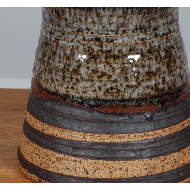 Large Danish Partly Glazed Stoneware Table Lamp, 1960s For Sale - Image 4 of 7