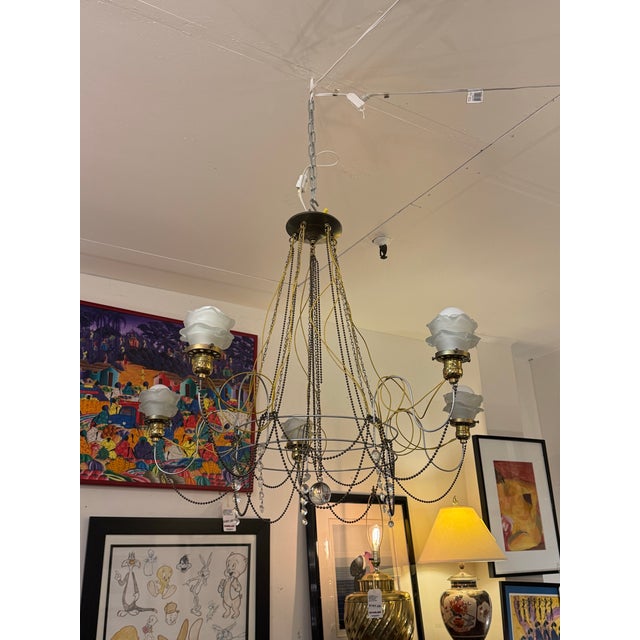 Jim Misner Lighting Custom Five Light Chandelier For Sale - Image 4 of 12