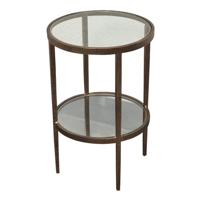 Gump's Larson Antiqued-Bronze Iron Frame Side Table For Sale