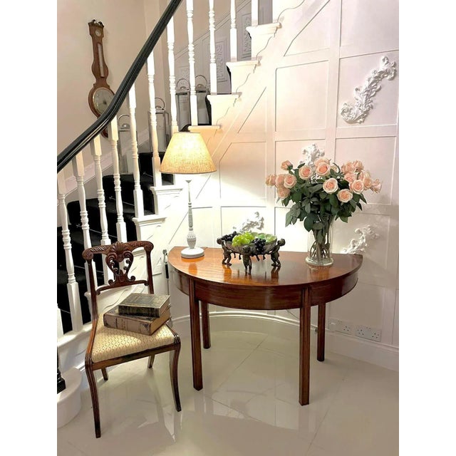 Wood Antique George III Mahogany Demi-Lune Console Table For Sale - Image 7 of 12