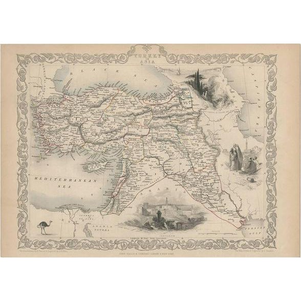 Antique Map of Turkey in Asia by J. Tallis, 1851 For Sale