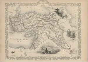 Antique Map of Turkey in Asia by J. Tallis, 1851