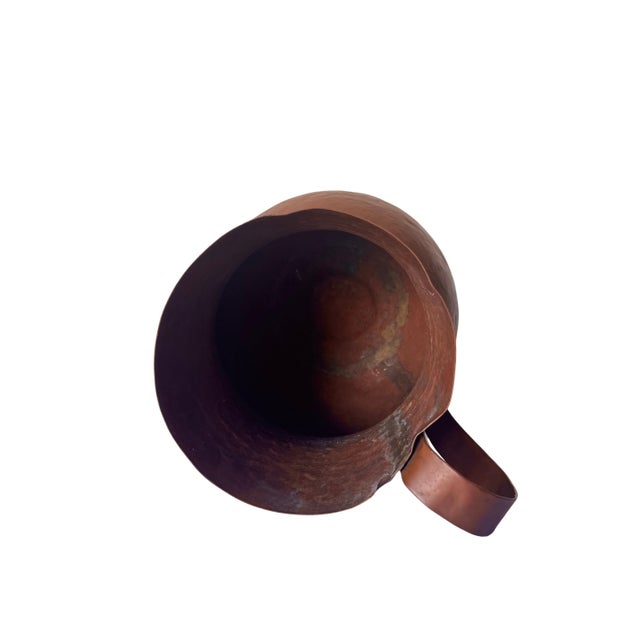 1940s Vintage Hand-Hammered Copper Pitcher or Water Jug For Sale - Image 5 of 6