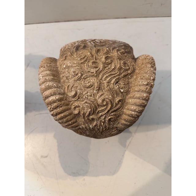 Tan 1980s Pair Ram Head Bookends Faux Stone For Sale - Image 8 of 9
