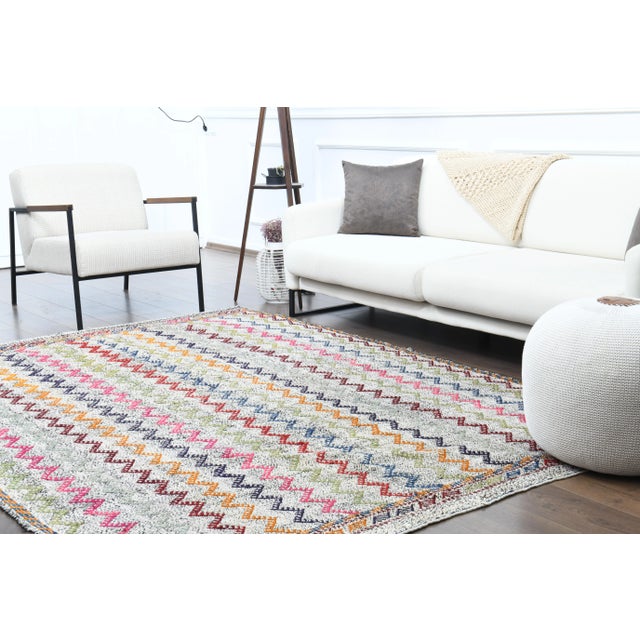 1970s 1970s Vintage Turkish Oushak Handmade Wool Cotton Gray Area Rug For Sale - Image 5 of 12