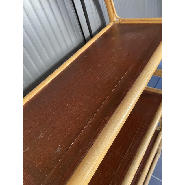 Vintage Leather and Rattan Bookcase, 1970s For Sale - Image 12 of 18