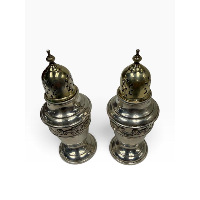 Early 20th Century Antique Gorham "Strasbourg" Solid Sterling Silver Salt & Pepper Shakers - Pair For Sale - Image 5 of 7