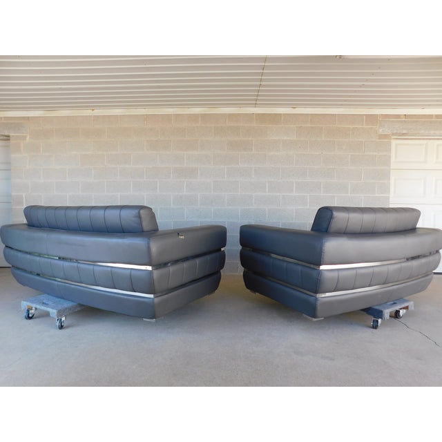 Divan Italia Contemporary Modern Leather Sofa Set For Sale - Image 17 of 17