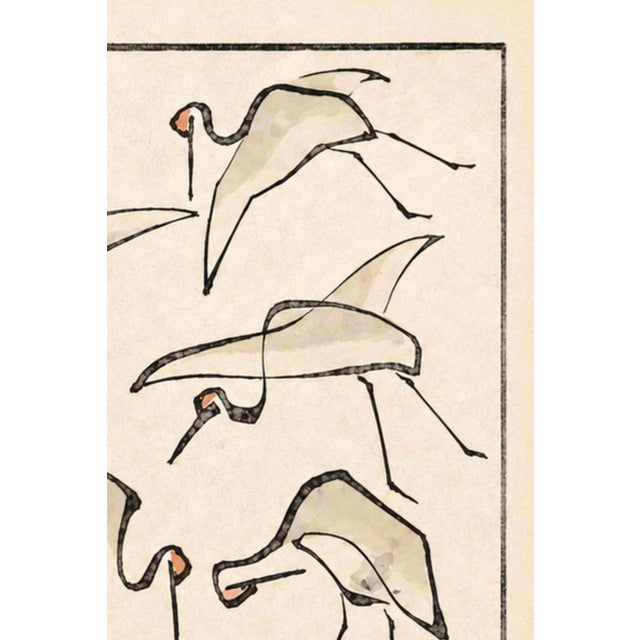 Japanese Crane Studies 2 by Katsushika Hokusai, Japanese Art Print Reproduction, 40" X 60" For Sale - Image 3 of 9