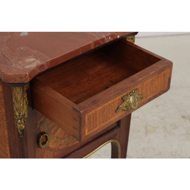 Stone French Louis XV Marble Top Bronze Mounted Nightstand For Sale - Image 7 of 17