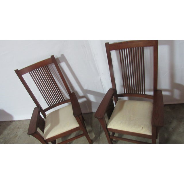 Pennsylvania House 1980s Pair Mission Oak Pa House Pennsylvania Dining Room Chairs For Sale - Image 4 of 6