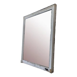 Vintage Mirror in White Frame For Sale