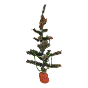 Midcentury Bottle Brush Christmas Tree With Mercury Glass Ornaments