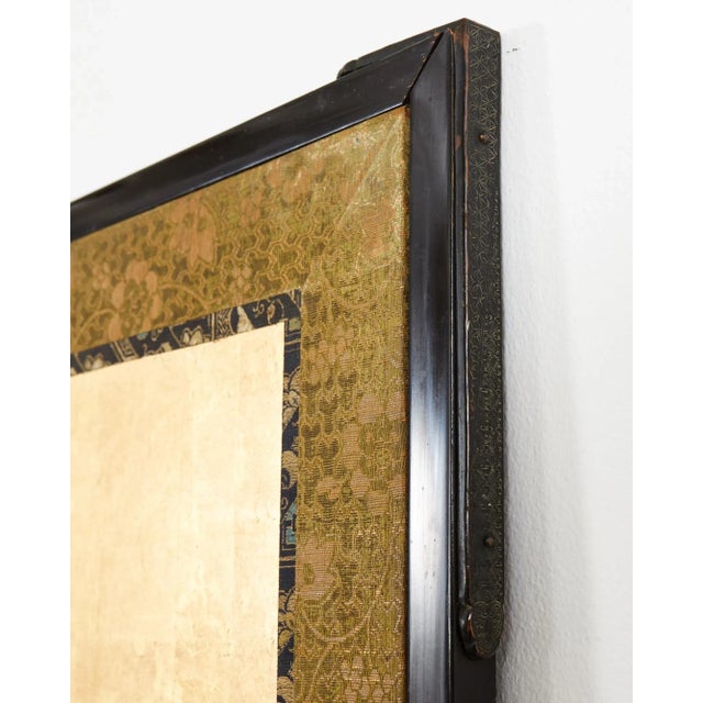 Japanese Meiji Six Panel Screen Kano School Bird Waterscape For Sale - Image 9 of 12