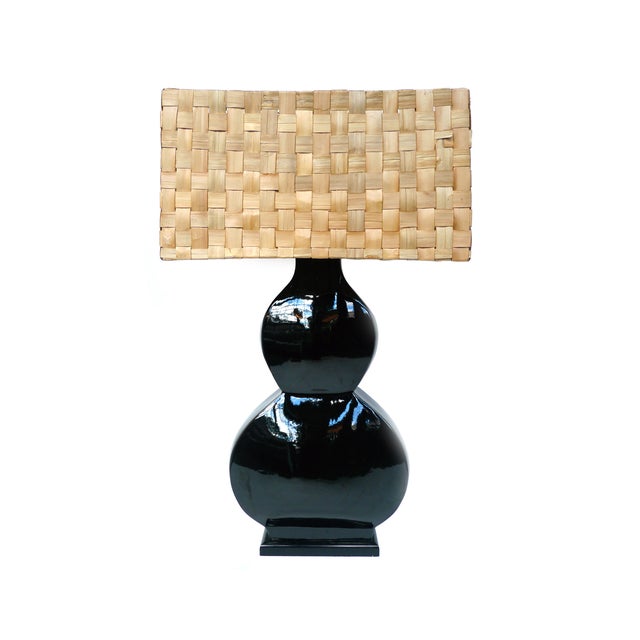 20th Century Tall Black Ceramic Table Lamp | Chairish