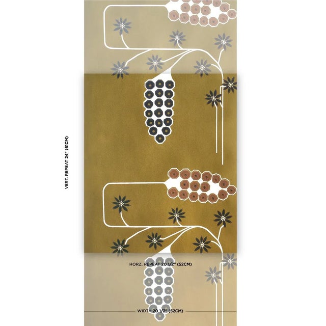 Contemporary Sample - Schumacher x Neisha Crosland Hollywood Grape Wallpaper in Pale Gold For Sale - Image 3 of 5