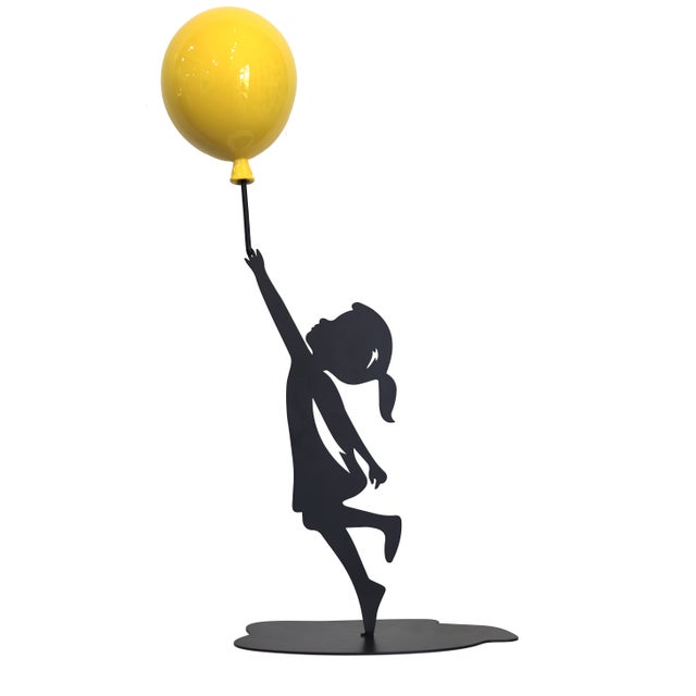 Yellow Hope (3/30) - Original Figurative Metal Sculpture With Glossy Yellow Balloon by Nayla Saroufim For Sale - Image 8 of 10