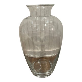 Large Heavy Clear Glass Vase For Sale