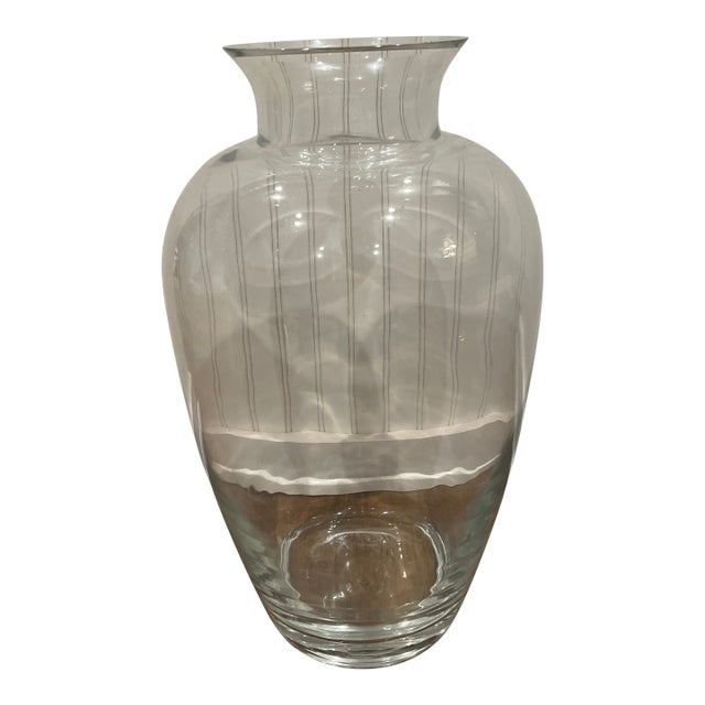 Large Heavy Clear Glass Vase For Sale