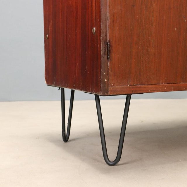 Wood Vintage Cupboard in Mahogany and Metal, Italy, 1960s For Sale - Image 7 of 10
