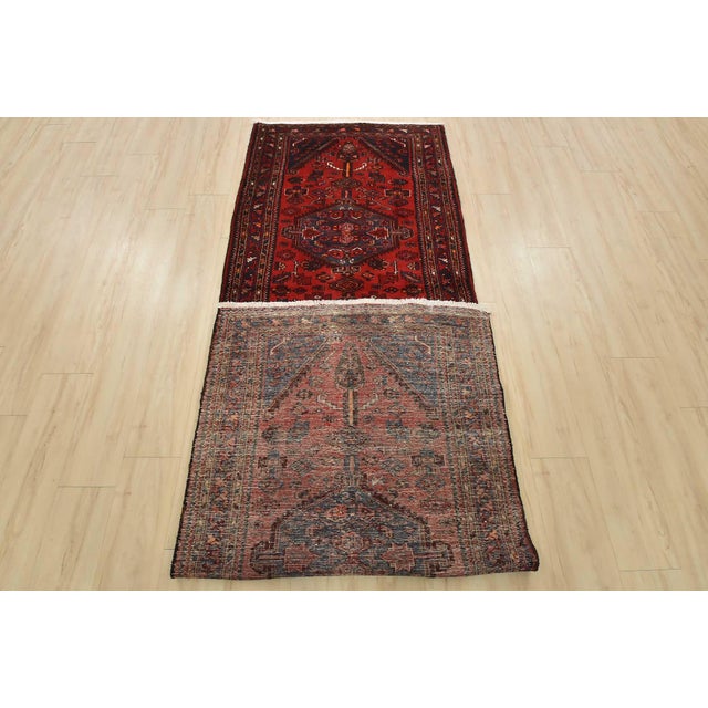 Zanjan Runner 3’4” X 10′ Red Wool Vintage Tribal Hand-Knotted Oriental Rug For Sale - Image 14 of 15