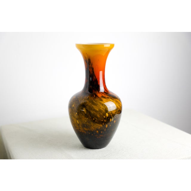 1970s Vintage Orange and Black Glass Vase by Carlo Moretti for Opaline Empoli, 1970s For Sale - Image 5 of 12