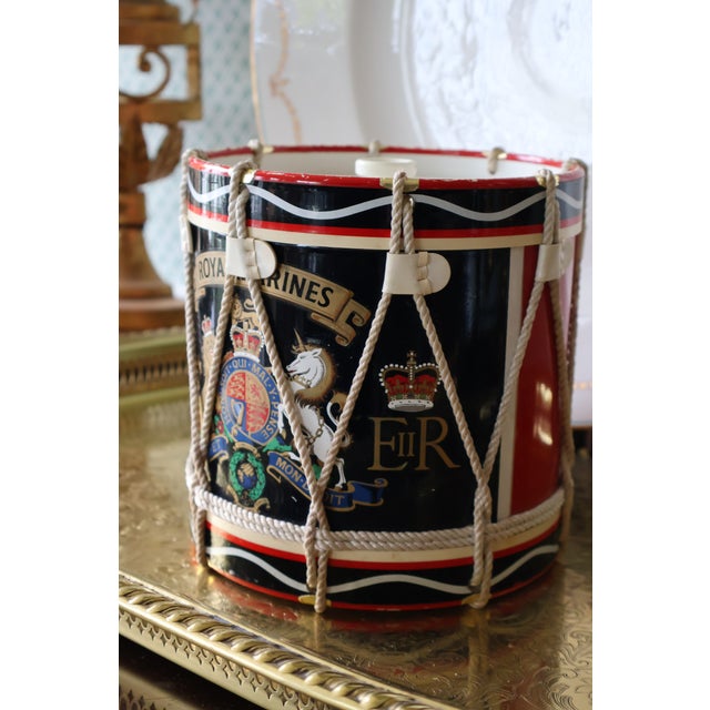 Vintage English Royal Marines Eiir Regimental Drum Ice Bucket For Sale - Image 9 of 18