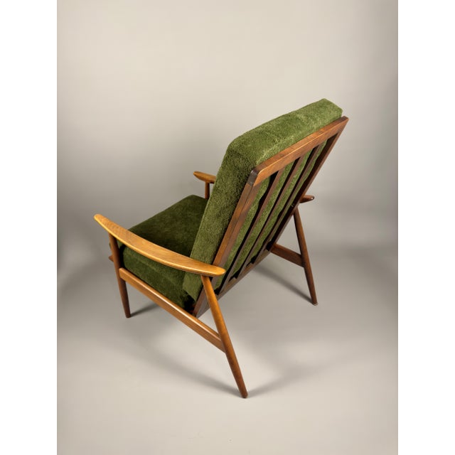 Vintage Scandinavian Lounge Chair in Green Upholstery and Beech Wood, 1960s For Sale - Image 3 of 17