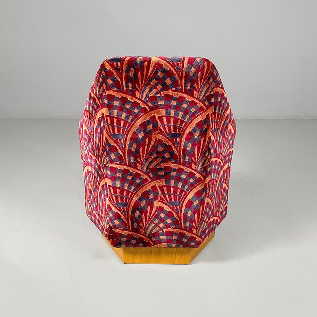 Italian Modular Sofa in Geometric Fabric and Wood, 1970s, Set of 6 For Sale - Image 10 of 18