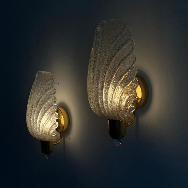 Large Vintage Wing Wall Sconces from Barovier & Toso, Italy, 1980s, Set of 2 For Sale - Image 11 of 17