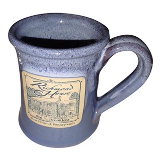 Richmond House Deneen Pottery Bed & Breakfast Mug - New Holland, Pennsylvania 10 Oz Limited Edition 2013 Glazed Purple Stoneware Signed Coffee Cup For Sale