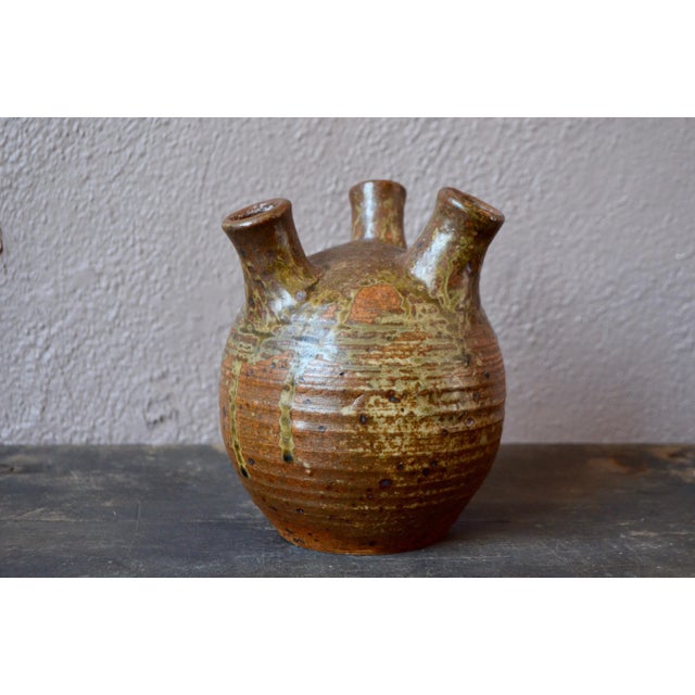 Stoneware Vase with Triple Neck by André Bodin for Bodin André, 1960s For Sale - Image 10 of 10