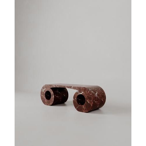 Rosso Lepanto Marble Stone Eye Bench by Esther Knopfler For Sale - Image 4 of 17