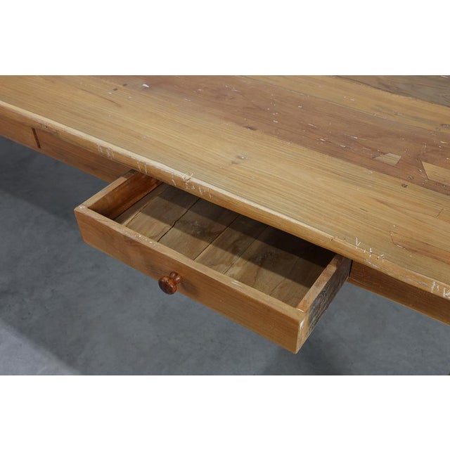 Large French Provincial Farm Table in Elm Wood, France, 1850 For Sale - Image 10 of 16