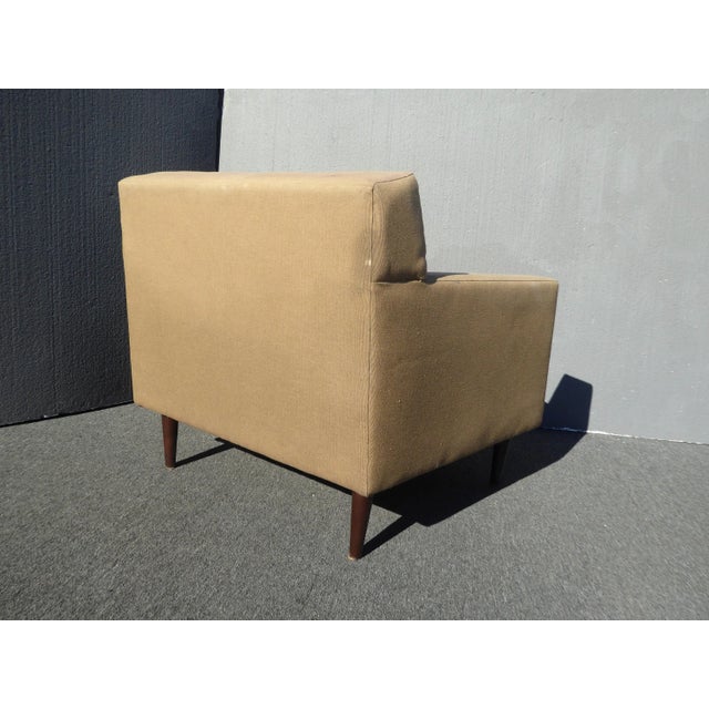 Textile Vintage Reproduction Dunbar Brown Accent Chair W Down Feather Cushion For Sale - Image 7 of 13