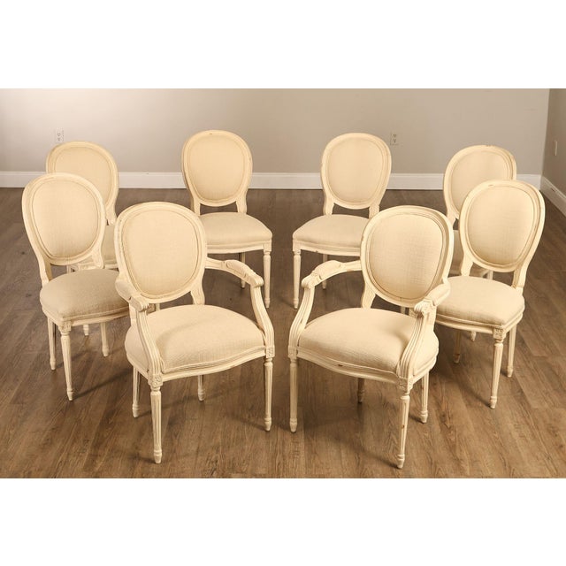 High Quality American Made Set Of Eight Dining Chairs By Century Furniture In The Louis XVI Style. Includes Six Side...