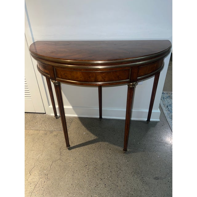 French 1960s Louis XVI Style Mahogany and Brass Card Table For Sale - Image 3 of 8