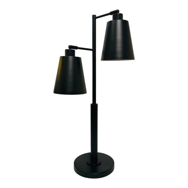 Modern Black Metal Two Light Task Lamp For Sale