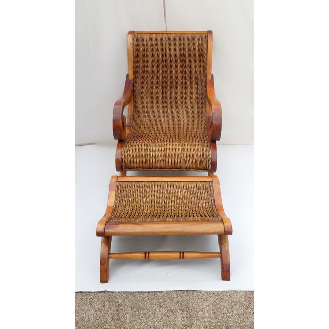 1960's Vintage West Indies British Colonial Style Teak & Cane