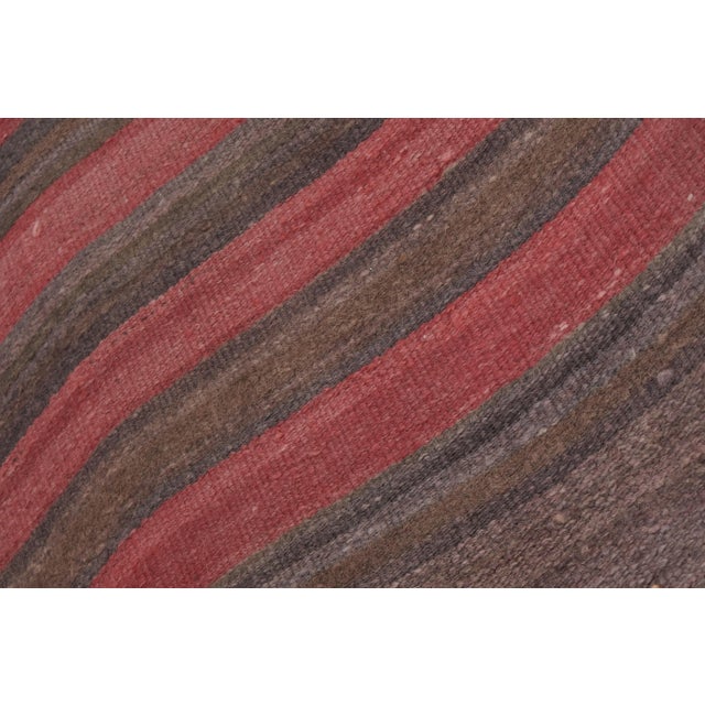 Brick Red Vintage Striped Turkish Kilim Runner - Stair Tread For Sale - Image 8 of 13
