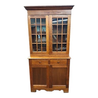 Antique American Walnut Step Back Cupboard For Sale