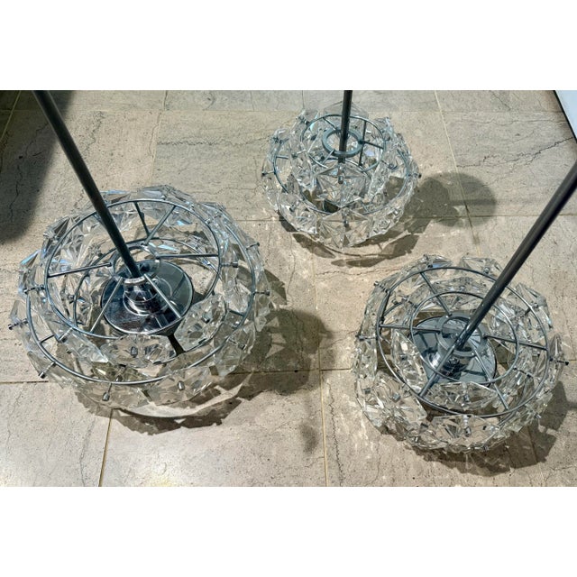 Mid-Century Modern Crystal Pendants or Chandeliers, McM, Modernist 1970 For Sale - Image 3 of 12