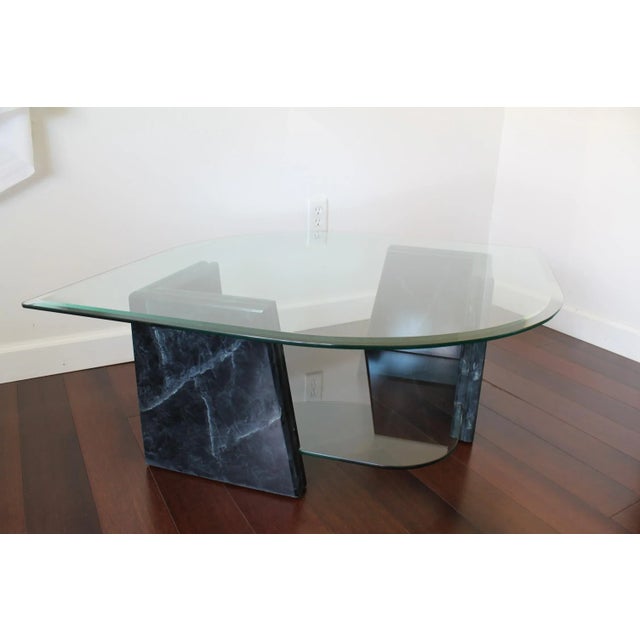 Art Deco 1980s Art Deco Faux Marble Coffee Table For Sale - Image 3 of 12