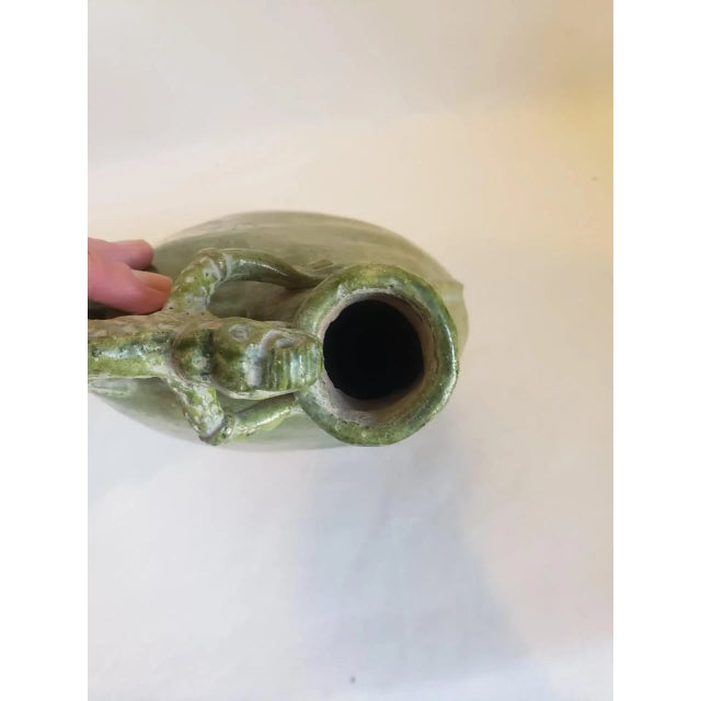 Ceramic Late 19th Century Green Oval Oil Vessel For Sale - Image 7 of 8