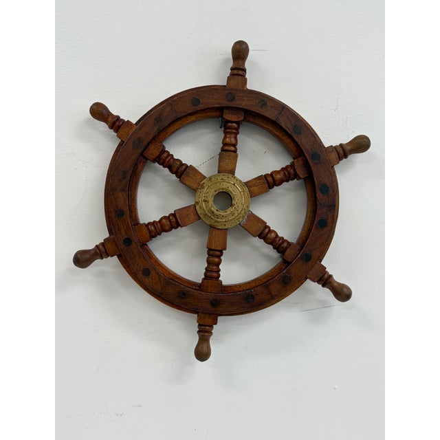 Wooden Ship’s Wheel Wall Decor For Sale - Image 13 of 14