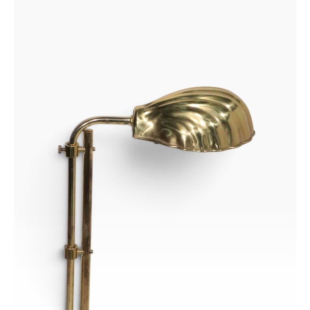 Koch & Lowy Late 20th Century Adjustable Brass Shell Shade Floor Lamp For Sale - Image 4 of 9